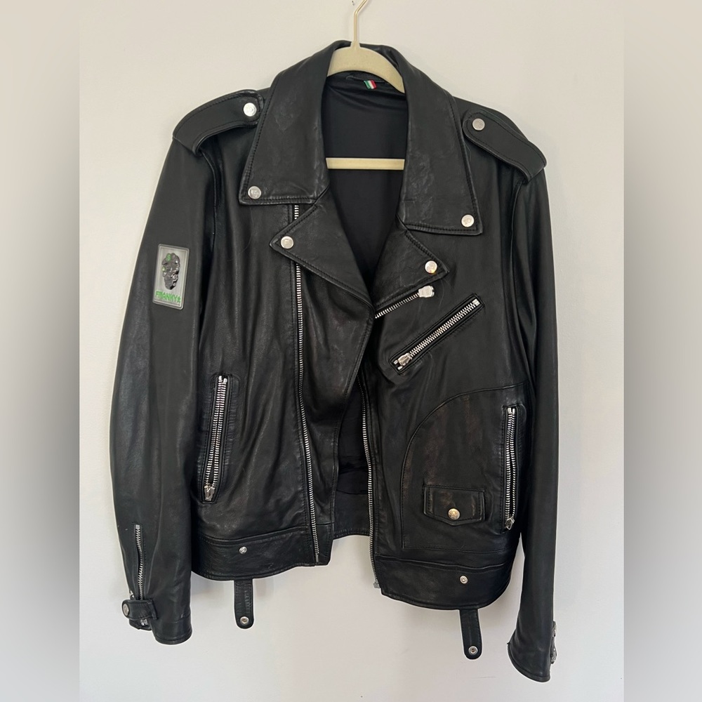 Frankie’s vintage Black Leather biker Jacket